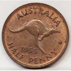 AUSTRALIA 1955 . HALF 1/2 PENNY . VARIETY . SOFT STRIKE